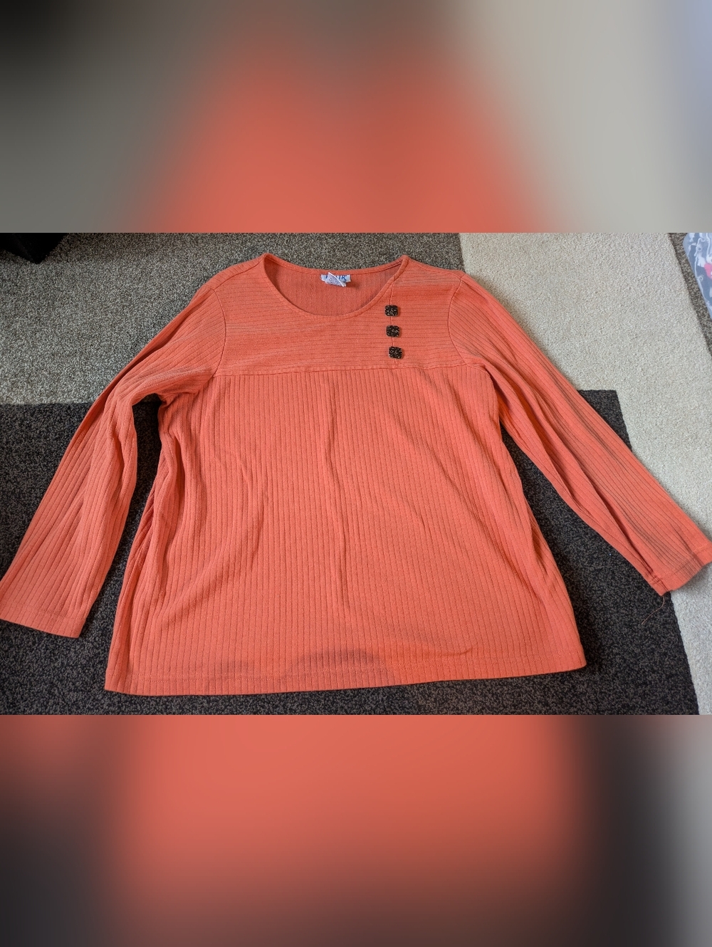 Orange Autumn Brown Buttoned Long Sleeve Top